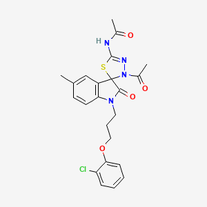 molecular formula C23H23ClN4O4S B11334871 N-{3'-acetyl-1-[3-(2-chlorophenoxy)propyl]-5-methyl-2-oxo-1,2-dihydro-3'H-spiro[indole-3,2'-[1,3,4]thiadiazol]-5'-yl}acetamide 