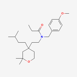 N-{2-[2,2-Dimethyl-4-(3-methylbutyl)oxan-4-YL]ethyl}-N-[(4-methoxyphenyl)methyl]propanamide