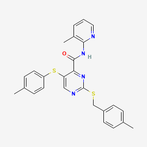 2-[(4-methylbenzyl)sulfanyl]-5-[(4-methylphenyl)sulfanyl]-N-(3-methylpyridin-2-yl)pyrimidine-4-carboxamide