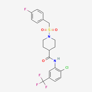 molecular formula C20H19ClF4N2O3S B11334973 N-[2-chloro-5-(trifluoromethyl)phenyl]-1-[(4-fluorobenzyl)sulfonyl]piperidine-4-carboxamide 