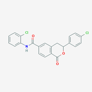 N-(2-chlorophenyl)-3-(4-chlorophenyl)-1-oxo-3,4-dihydro-1H-isochromene-6-carboxamide