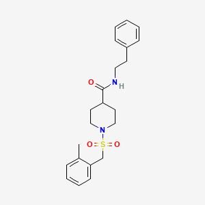 molecular formula C22H28N2O3S B11335038 1-[(2-methylbenzyl)sulfonyl]-N-(2-phenylethyl)piperidine-4-carboxamide 