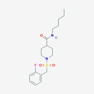 molecular formula C18H27FN2O3S B11335039 1-[(2-fluorobenzyl)sulfonyl]-N-pentylpiperidine-4-carboxamide 