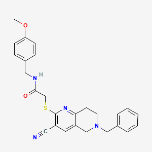 2-[(6-benzyl-3-cyano-5,6,7,8-tetrahydro-1,6-naphthyridin-2-yl)sulfanyl]-N-(4-methoxybenzyl)acetamide