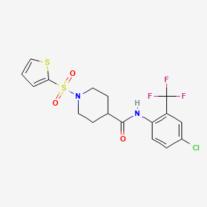 molecular formula C17H16ClF3N2O3S2 B11335053 N-[4-chloro-2-(trifluoromethyl)phenyl]-1-(thiophen-2-ylsulfonyl)piperidine-4-carboxamide 