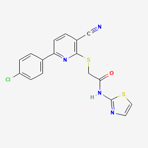 molecular formula C17H11ClN4OS2 B11335087 2-{[6-(4-chlorophenyl)-3-cyanopyridin-2-yl]sulfanyl}-N-(1,3-thiazol-2-yl)acetamide 