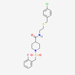 N-{2-[(4-chlorobenzyl)sulfanyl]ethyl}-1-[(2-fluorobenzyl)sulfonyl]piperidine-4-carboxamide