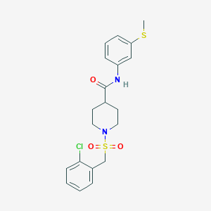 molecular formula C20H23ClN2O3S2 B11335105 1-[(2-chlorobenzyl)sulfonyl]-N-[3-(methylsulfanyl)phenyl]piperidine-4-carboxamide 