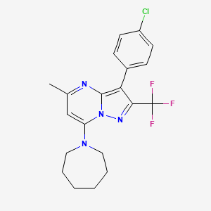 molecular formula C20H20ClF3N4 B11335136 7-(Azepan-1-yl)-3-(4-chlorophenyl)-5-methyl-2-(trifluoromethyl)pyrazolo[1,5-a]pyrimidine 