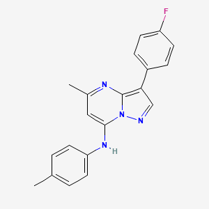 molecular formula C20H17FN4 B11335140 3-(4-fluorophenyl)-5-methyl-N-(4-methylphenyl)pyrazolo[1,5-a]pyrimidin-7-amine 