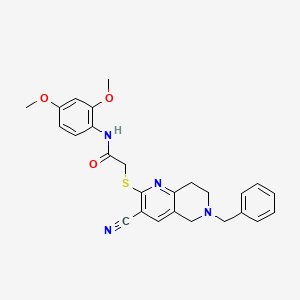 2-[(6-benzyl-3-cyano-5,6,7,8-tetrahydro-1,6-naphthyridin-2-yl)sulfanyl]-N-(2,4-dimethoxyphenyl)acetamide