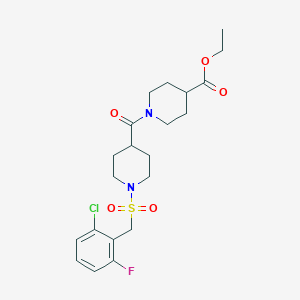 molecular formula C21H28ClFN2O5S B11335235 Ethyl 1-({1-[(2-chloro-6-fluorobenzyl)sulfonyl]piperidin-4-yl}carbonyl)piperidine-4-carboxylate 