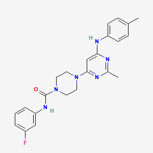 molecular formula C23H25FN6O B11335243 N-(3-fluorophenyl)-4-{2-methyl-6-[(4-methylphenyl)amino]pyrimidin-4-yl}piperazine-1-carboxamide 