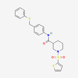 molecular formula C23H24N2O3S3 B11335245 N-{4-[(phenylsulfanyl)methyl]phenyl}-1-(thiophen-2-ylsulfonyl)piperidine-3-carboxamide 