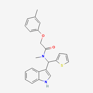 molecular formula C23H22N2O2S B11335246 N-[1H-indol-3-yl(thiophen-2-yl)methyl]-N-methyl-2-(3-methylphenoxy)acetamide 