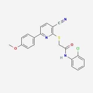 molecular formula C21H16ClN3O2S B11335249 N-(2-chlorophenyl)-2-{[3-cyano-6-(4-methoxyphenyl)pyridin-2-yl]sulfanyl}acetamide 