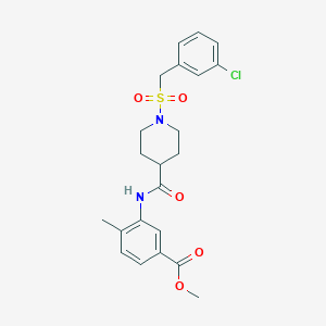 molecular formula C22H25ClN2O5S B11335300 Methyl 3-[({1-[(3-chlorobenzyl)sulfonyl]piperidin-4-yl}carbonyl)amino]-4-methylbenzoate 