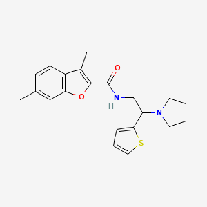 molecular formula C21H24N2O2S B11335332 3,6-dimethyl-N-[2-(pyrrolidin-1-yl)-2-(thiophen-2-yl)ethyl]-1-benzofuran-2-carboxamide 