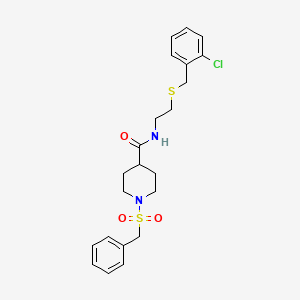 molecular formula C22H27ClN2O3S2 B11335356 1-(benzylsulfonyl)-N-{2-[(2-chlorobenzyl)sulfanyl]ethyl}piperidine-4-carboxamide 