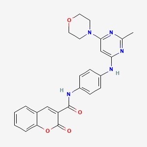 molecular formula C25H23N5O4 B11335459 N-(4-((2-methyl-6-morpholinopyrimidin-4-yl)amino)phenyl)-2-oxo-2H-chromene-3-carboxamide 