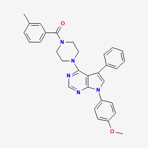 {4-[7-(4-methoxyphenyl)-5-phenyl-7H-pyrrolo[2,3-d]pyrimidin-4-yl]piperazin-1-yl}(3-methylphenyl)methanone