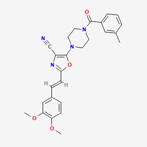 2-[(E)-2-(3,4-dimethoxyphenyl)ethenyl]-5-{4-[(3-methylphenyl)carbonyl]piperazin-1-yl}-1,3-oxazole-4-carbonitrile