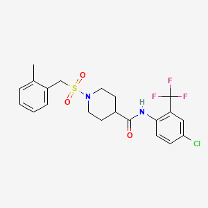 molecular formula C21H22ClF3N2O3S B11335528 N-[4-chloro-2-(trifluoromethyl)phenyl]-1-[(2-methylbenzyl)sulfonyl]piperidine-4-carboxamide 