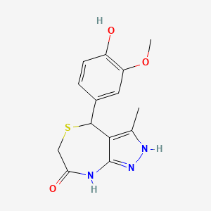 molecular formula C14H15N3O3S B11335588 4-(4-hydroxy-3-methoxyphenyl)-3-methyl-4,6-dihydro-1H-pyrazolo[3,4-e][1,4]thiazepin-7-ol 