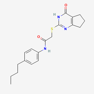 molecular formula C19H23N3O2S B11335637 N-(4-butylphenyl)-2-[(4-oxo-1,5,6,7-tetrahydrocyclopenta[d]pyrimidin-2-yl)sulfanyl]acetamide 