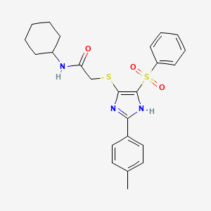 N-cyclohexyl-2-{[2-(4-methylphenyl)-4-(phenylsulfonyl)-1H-imidazol-5-yl]sulfanyl}acetamide