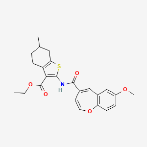 molecular formula C24H25NO5S B11335754 Ethyl 2-{[(7-methoxy-1-benzoxepin-4-yl)carbonyl]amino}-6-methyl-4,5,6,7-tetrahydro-1-benzothiophene-3-carboxylate 