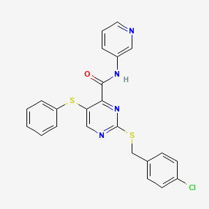 molecular formula C23H17ClN4OS2 B11335899 2-[(4-chlorobenzyl)sulfanyl]-5-(phenylsulfanyl)-N-(pyridin-3-yl)pyrimidine-4-carboxamide 