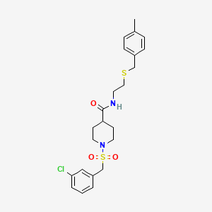 molecular formula C23H29ClN2O3S2 B11335906 1-[(3-chlorobenzyl)sulfonyl]-N-{2-[(4-methylbenzyl)sulfanyl]ethyl}piperidine-4-carboxamide 