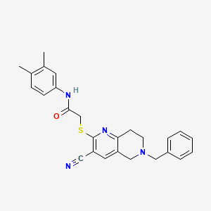 2-[(6-benzyl-3-cyano-5,6,7,8-tetrahydro-1,6-naphthyridin-2-yl)sulfanyl]-N-(3,4-dimethylphenyl)acetamide