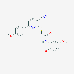 2-{[3-cyano-6-(4-methoxyphenyl)pyridin-2-yl]sulfanyl}-N-(2,5-dimethoxyphenyl)acetamide