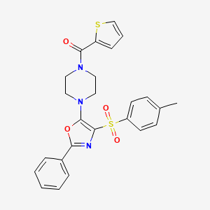 molecular formula C25H23N3O4S2 B11335951 (4-{4-[(4-Methylphenyl)sulfonyl]-2-phenyl-1,3-oxazol-5-yl}piperazin-1-yl)(thiophen-2-yl)methanone 