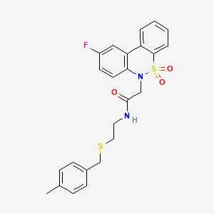 2-(9-fluoro-5,5-dioxido-6H-dibenzo[c,e][1,2]thiazin-6-yl)-N-{2-[(4-methylbenzyl)sulfanyl]ethyl}acetamide