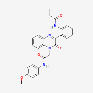 N-[2-(4-{2-[(4-methoxyphenyl)amino]-2-oxoethyl}-3-oxo-3,4-dihydroquinoxalin-2-yl)phenyl]propanamide