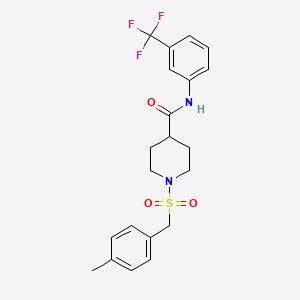 molecular formula C21H23F3N2O3S B11336006 1-[(4-methylbenzyl)sulfonyl]-N-[3-(trifluoromethyl)phenyl]piperidine-4-carboxamide 