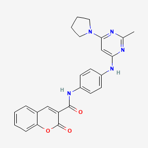 molecular formula C25H23N5O3 B11336037 N-(4-{[2-Methyl-6-(pyrrolidin-1-YL)pyrimidin-4-YL]amino}phenyl)-2-oxo-2H-chromene-3-carboxamide 