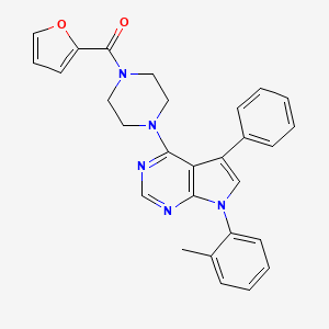 molecular formula C28H25N5O2 B11336048 furan-2-yl{4-[7-(2-methylphenyl)-5-phenyl-7H-pyrrolo[2,3-d]pyrimidin-4-yl]piperazin-1-yl}methanone 