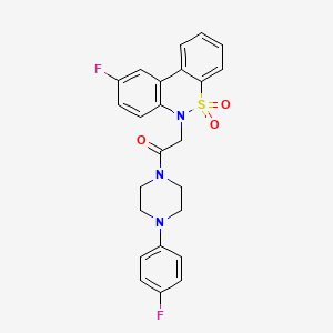 molecular formula C24H21F2N3O3S B11336056 2-(9-Fluoro-5,5-dioxido-6H-dibenzo[C,E][1,2]thiazin-6-YL)-1-[4-(4-fluorophenyl)-1-piperazinyl]ethanone 