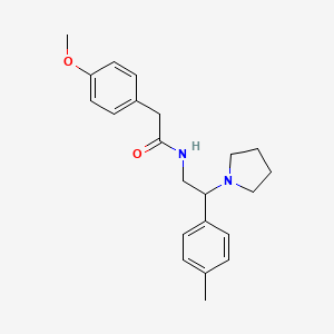 molecular formula C22H28N2O2 B11336118 2-(4-methoxyphenyl)-N-[2-(4-methylphenyl)-2-(pyrrolidin-1-yl)ethyl]acetamide 