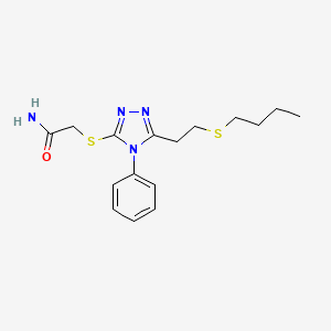 molecular formula C16H22N4OS2 B11336152 2-({5-[2-(butylsulfanyl)ethyl]-4-phenyl-4H-1,2,4-triazol-3-yl}sulfanyl)acetamide 