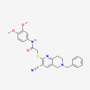 molecular formula C26H26N4O3S B11336156 2-[(6-benzyl-3-cyano-5,6,7,8-tetrahydro-1,6-naphthyridin-2-yl)sulfanyl]-N-(3,4-dimethoxyphenyl)acetamide 