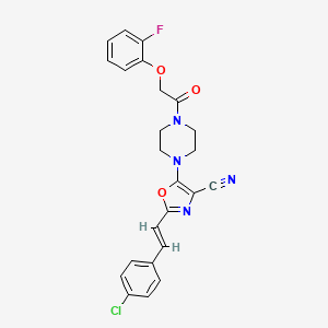 2-[(E)-2-(4-chlorophenyl)ethenyl]-5-{4-[(2-fluorophenoxy)acetyl]piperazin-1-yl}-1,3-oxazole-4-carbonitrile