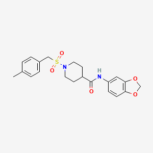 molecular formula C21H24N2O5S B11336174 N-(1,3-benzodioxol-5-yl)-1-[(4-methylbenzyl)sulfonyl]piperidine-4-carboxamide 