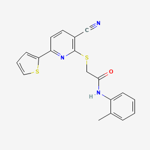 2-{[3-cyano-6-(thiophen-2-yl)pyridin-2-yl]sulfanyl}-N-(2-methylphenyl)acetamide