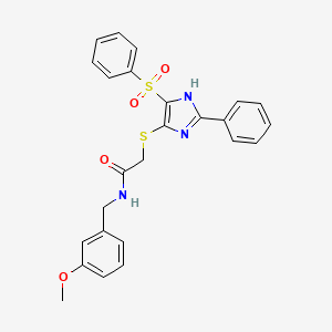 molecular formula C25H23N3O4S2 B11336261 N-(3-methoxybenzyl)-2-{[2-phenyl-4-(phenylsulfonyl)-1H-imidazol-5-yl]sulfanyl}acetamide 