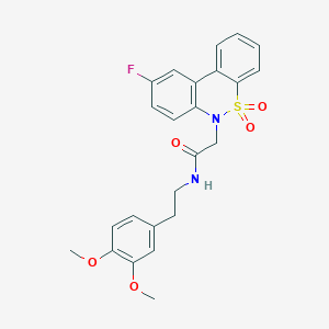 molecular formula C24H23FN2O5S B11336283 N-[2-(3,4-dimethoxyphenyl)ethyl]-2-(9-fluoro-5,5-dioxido-6H-dibenzo[c,e][1,2]thiazin-6-yl)acetamide 